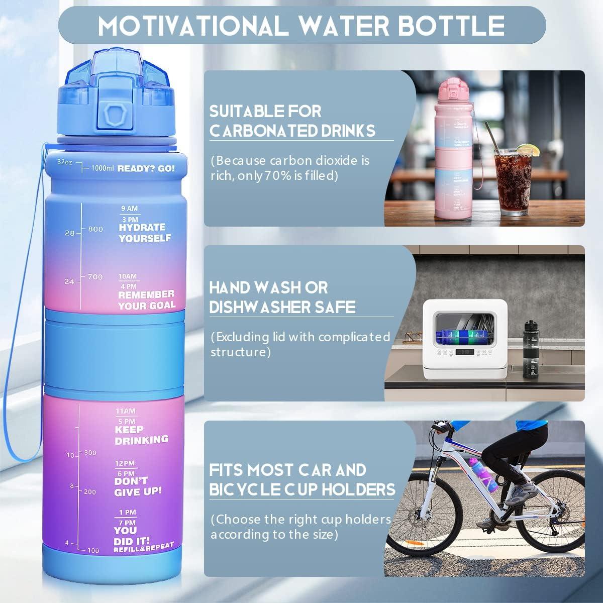 image:imageGourde Enfant sans BPA Tritan Plastique 500ML1L Gourde Sport Bouteille deau avec Marqueur de Temps et Filtre Fruits Gourde Reutilisable Pour Lcole Randonne Camping RunningBleuroseviolet