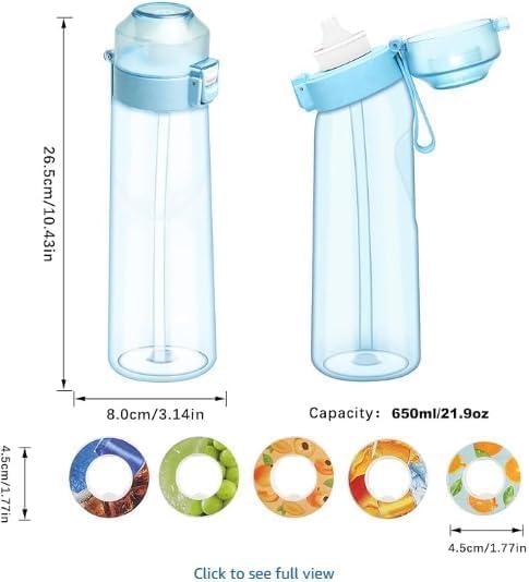 image:imageGourde de sport 650 ml pour lcole la gym et le fitness Avec 7 dosettes aromatiques sans sucre et paille Noire Avec got Convient galement pour les enfants Devenu progressivement violetBleu