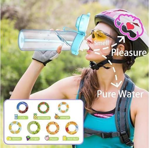 image:imageGourde de sport 650 ml pour lcole la gym et le fitness Avec 7 dosettes aromatiques sans sucre et paille Noire Avec got Convient galement pour les enfants Devenu progressivement violetBleu