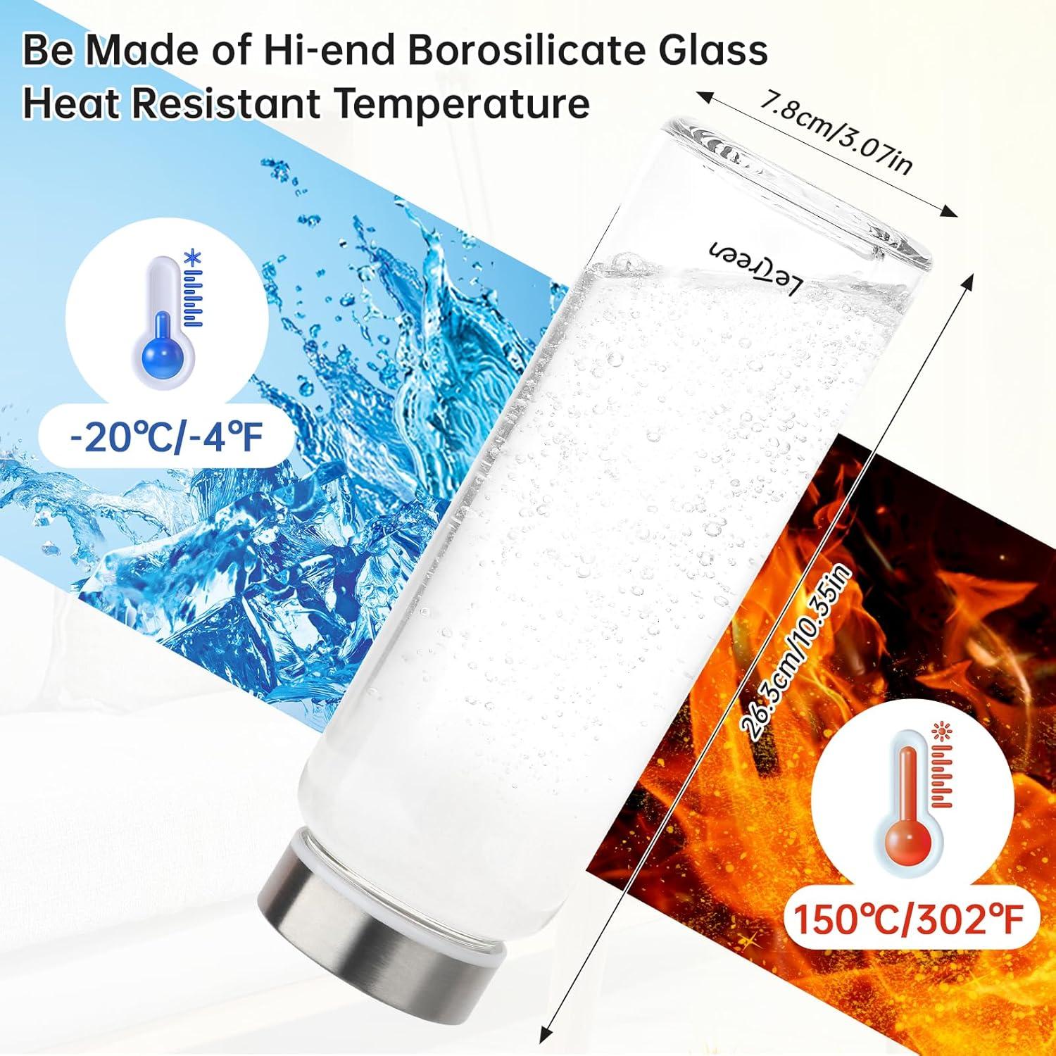 image:imageGourde en Verre 1 Litre 1L avec Housse en Noprne sans BPA tanche et Rutilisable Bouteille en Verre 1 Litre pour Maison Voyages Sport Yoga Gym Boissons Chaudes FroidesVert Pois