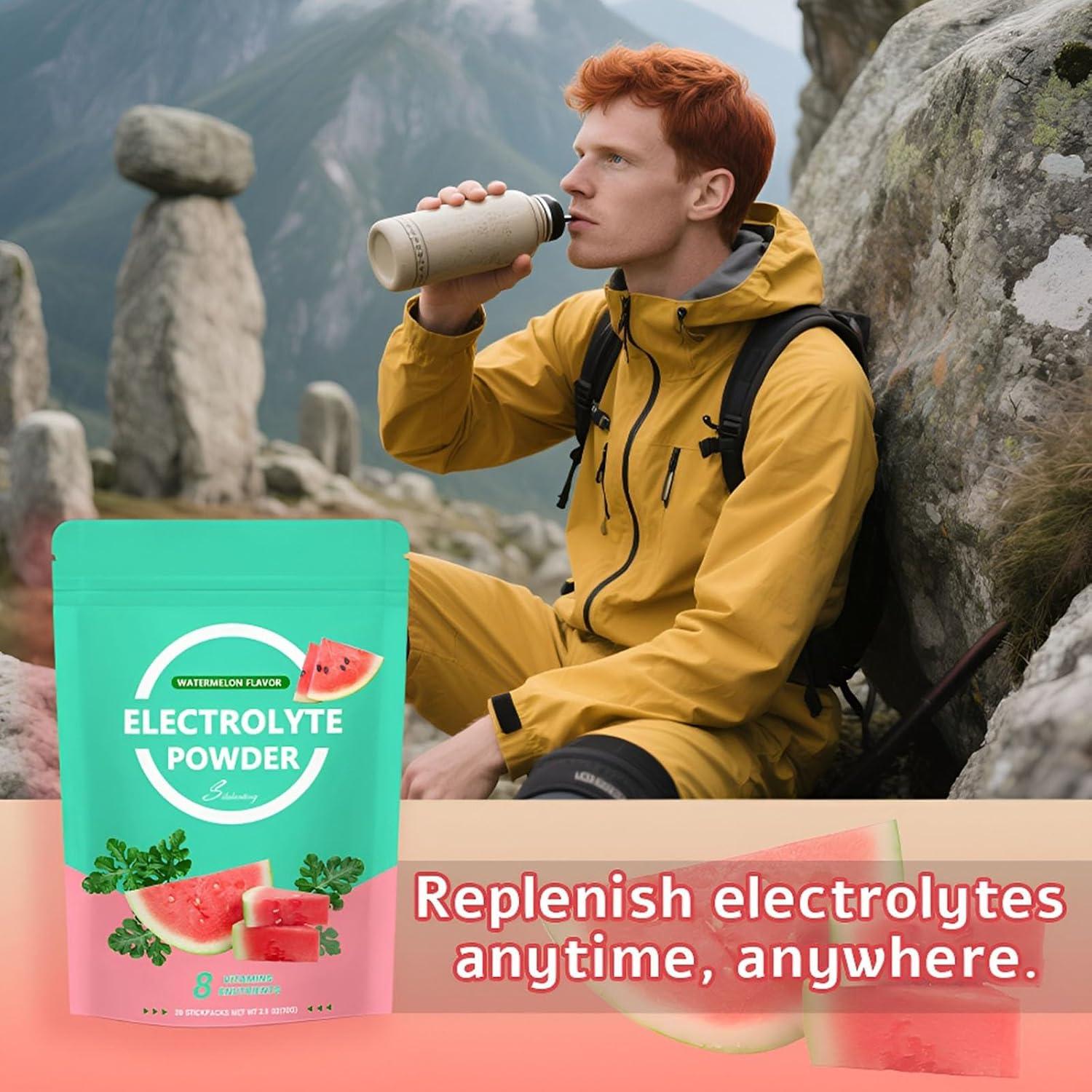 image:imagePoudre Dlectrolytes La Pastque Complment Dhydratation nergisant Boisson Solide Dissolution Instantane3PC