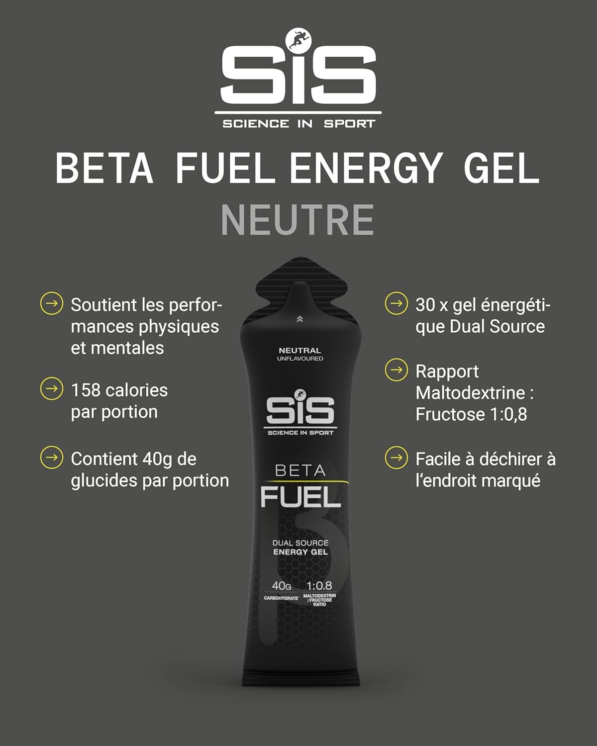 image:imageScience in Sport BETA Fuel Dual Source Gel 6x60ml Fraise Citron vert Gel nergtique avec 40g de glucides Energy Gel facile digrer pour une performance optimaleSans saveur