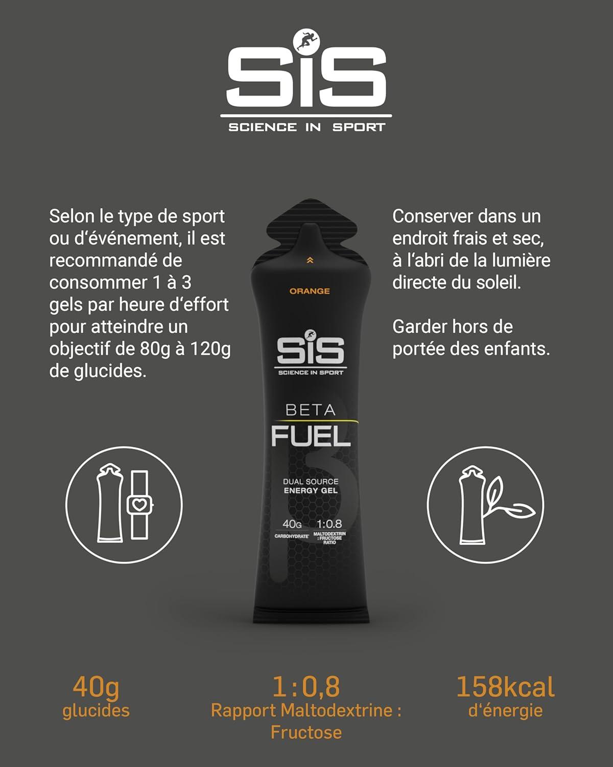 image:imageScience in Sport BETA Fuel Dual Source Gel 6x60ml Fraise Citron vert Gel nergtique avec 40g de glucides Energy Gel facile digrer pour une performance optimaleOrange