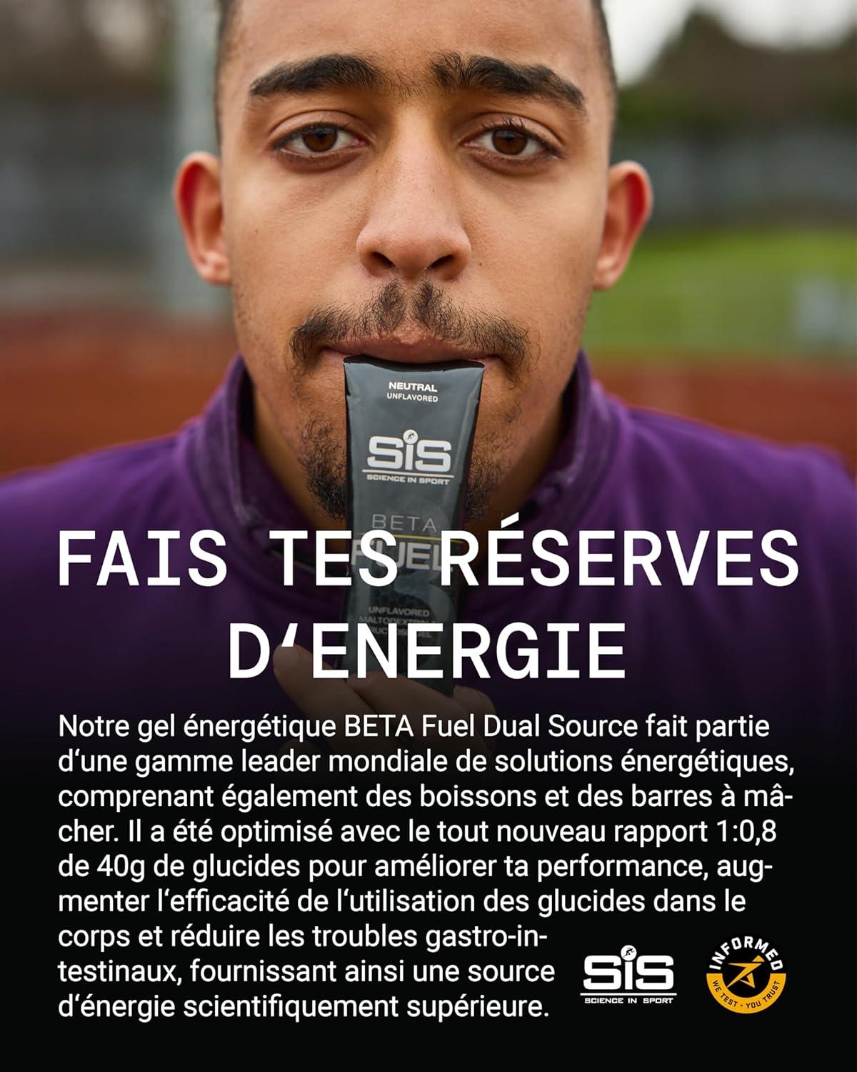 image:imageScience in Sport BETA Fuel Dual Source Gel 6x60ml Fraise Citron vert Gel nergtique avec 40g de glucides Energy Gel facile digrer pour une performance optimaleSans saveur