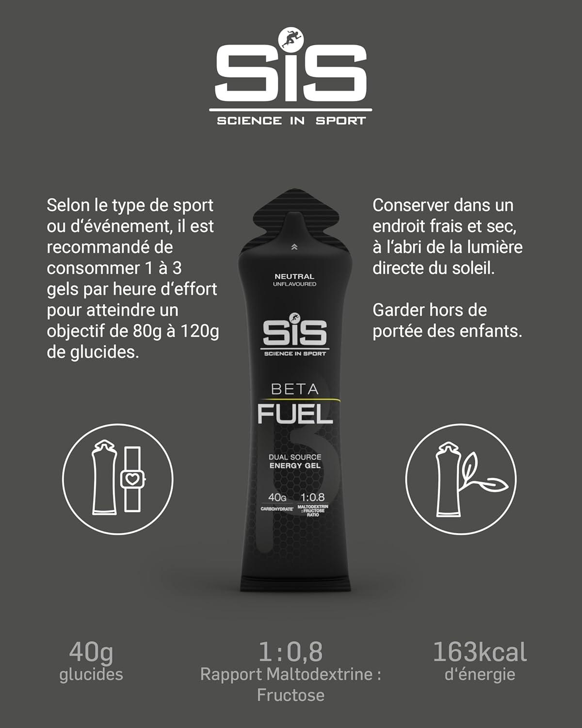 image:imageScience in Sport BETA Fuel Dual Source Gel 6x60ml Fraise Citron vert Gel nergtique avec 40g de glucides Energy Gel facile digrer pour une performance optimaleSans saveur