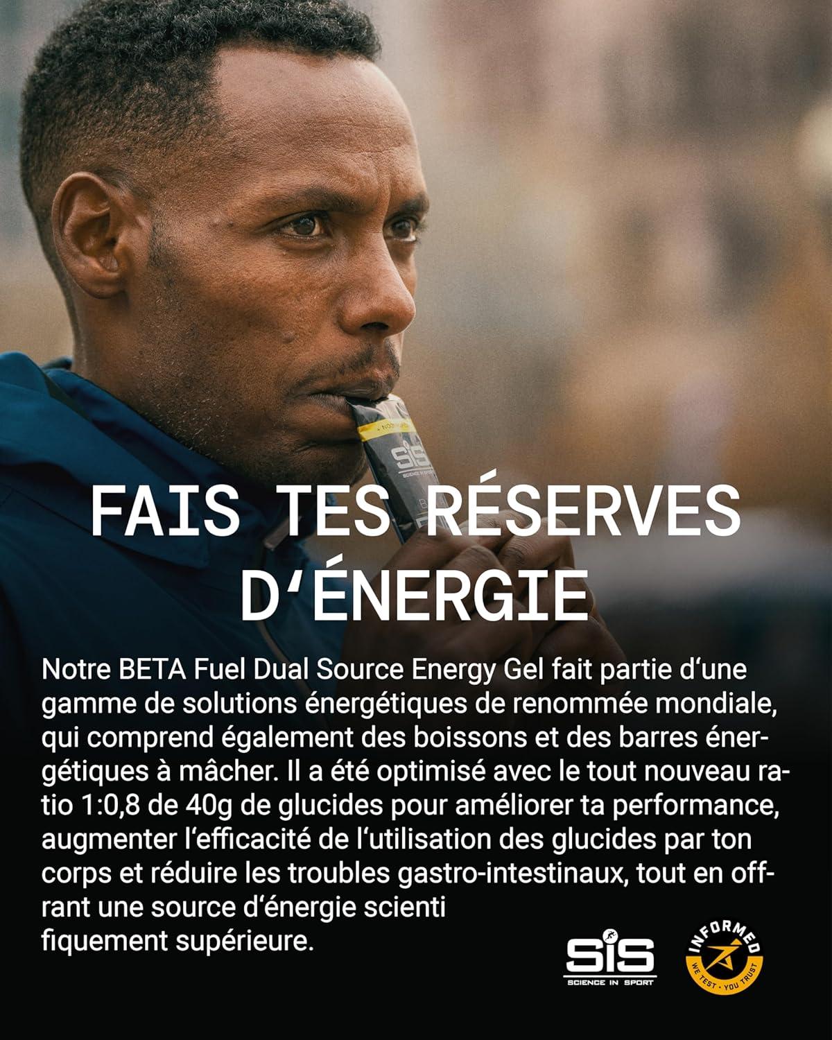 image:imageScience in Sport BETA Fuel Dual Source Gel 6x60ml Fraise Citron vert Gel nergtique avec 40g de glucides Energy Gel facile digrer pour une performance optimaleOrange