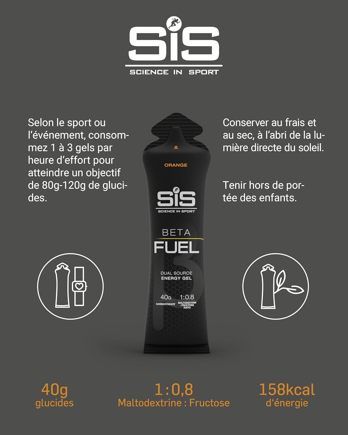 image:imageScience in Sport BETA Fuel Dual Source Gel 6x60ml Fraise Citron vert Gel nergtique avec 40g de glucides Energy Gel facile digrer pour une performance optimaleOrange