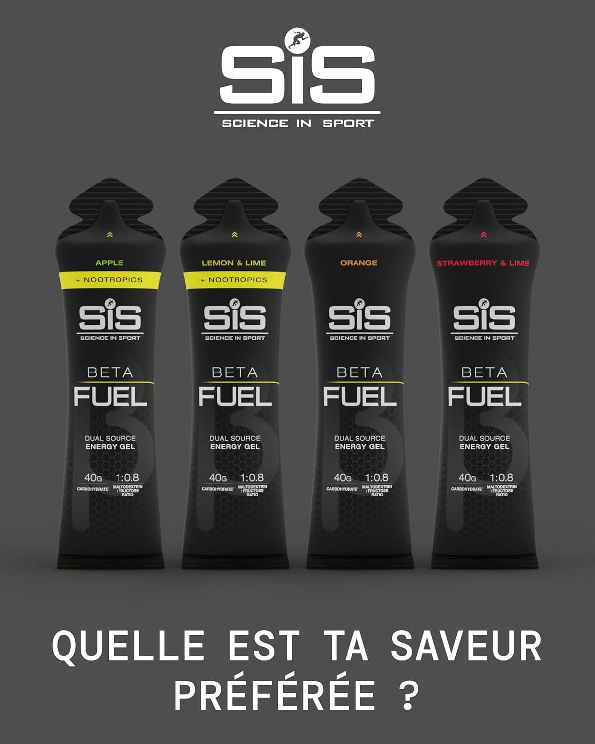 image:imageScience in Sport BETA Fuel Dual Source Gel 6x60ml Fraise Citron vert Gel nergtique avec 40g de glucides Energy Gel facile digrer pour une performance optimaleOrange