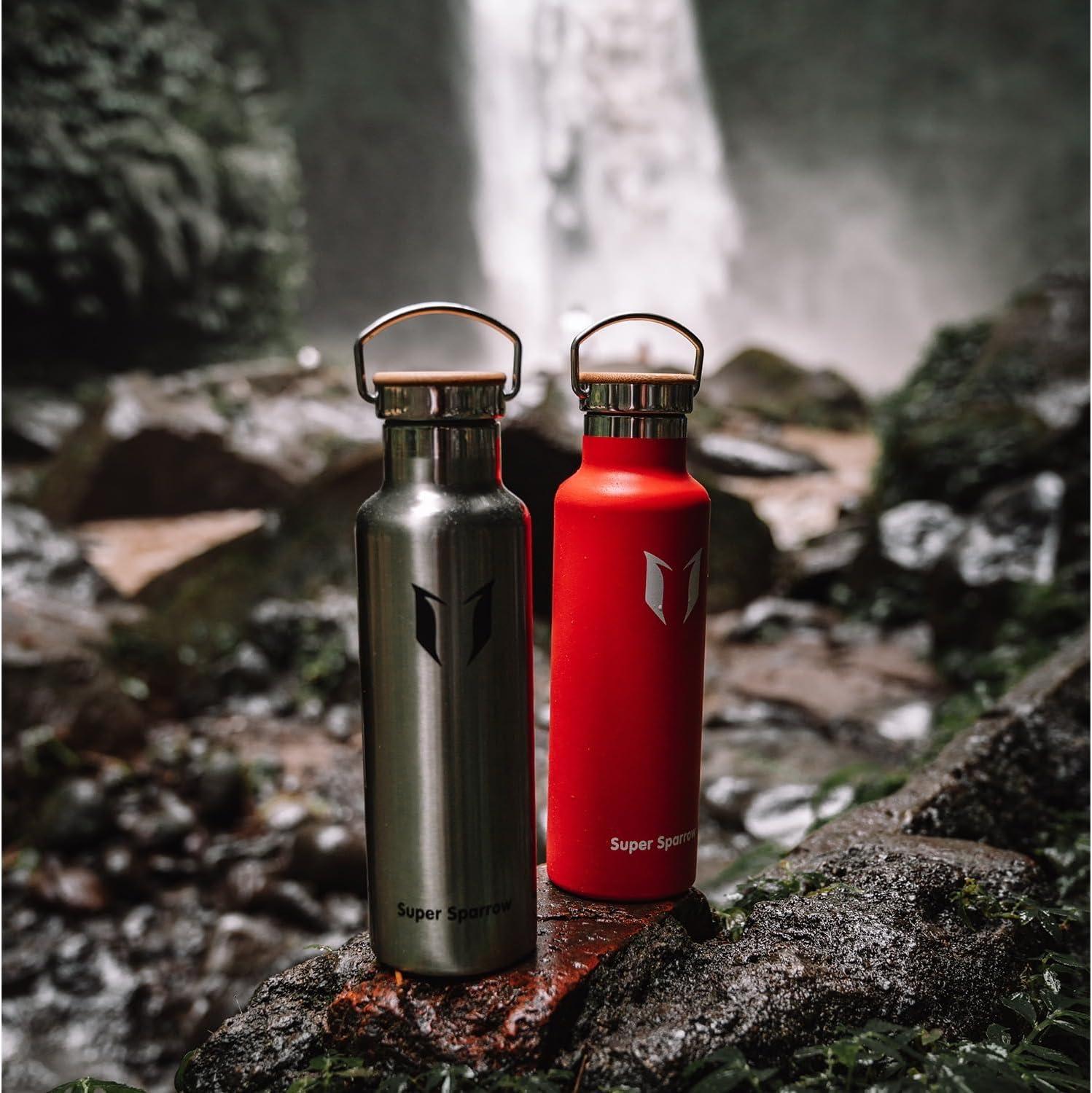 image:imageSuper Sparrow Gourde Isotherme Bouteille Isotherme 350ml500ml 620ml750ml1L tanche Sport Gourde INOX Bouche Standard Gourde Enfant sans BPA Pour Plein Air amp Quotidien Avec 2 BouchonsGris