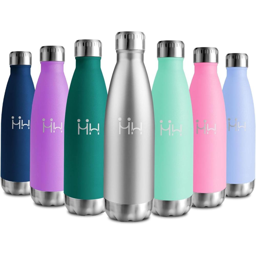 image:imageBouteille Isotherme 500ml Gourde Mtal sans BPA Bouteille deau Inox Double Paroi Rutilisable Bouteille tanche Gourde Sport Yoga Bureau cole Randonne Voyage Camping pour Enfant ou AdulteAcier Inoxydable