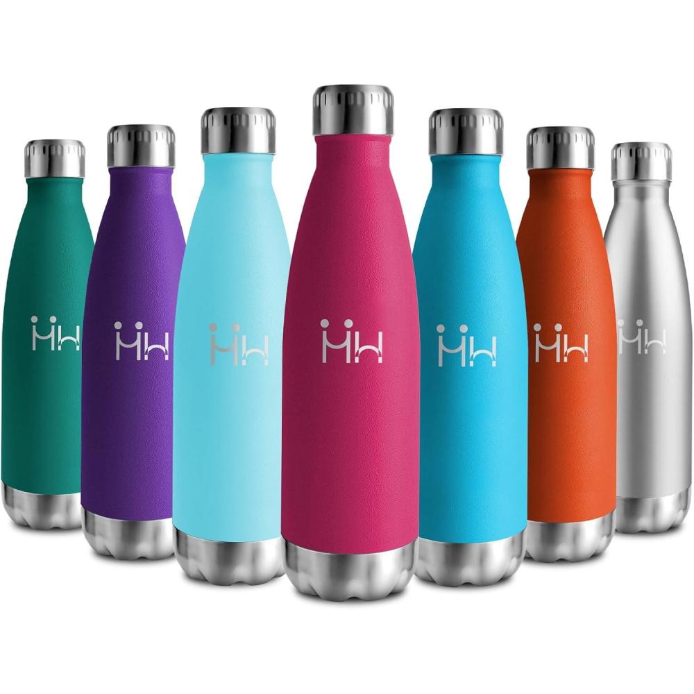image:imageBouteille Isotherme 500ml Gourde Mtal sans BPA Bouteille deau Inox Double Paroi Rutilisable Bouteille tanche Gourde Sport Yoga Bureau cole Randonne Voyage Camping pour Enfant ou AdulteRose Rouge