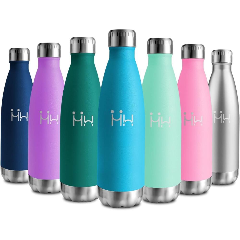 image:imageBouteille Isotherme 500ml Gourde Mtal sans BPA Bouteille deau Inox Double Paroi Rutilisable Bouteille tanche Gourde Sport Yoga Bureau cole Randonne Voyage Camping pour Enfant ou AdulteBleu Ciel