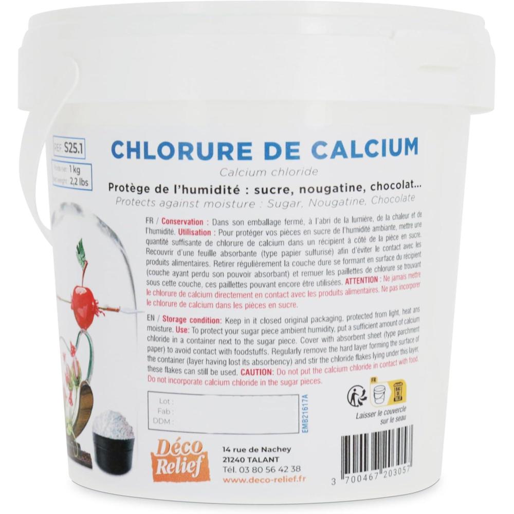 image:imageDco Relief Chlorure de Calcium 1 kg Dshydratant pour Conserver Pices en Sucre Nougatine Chocolat Ingrdient Professionnel Pour Ptisserie Confiserie S64