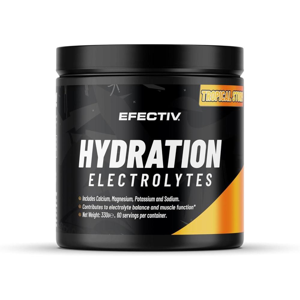 image:imageEfectiv Poudre dlectrolytes dhydratation 330 g 60 portions Poudre dlectrolytes vgtalienne avec minraux cls Calcium magnsium potassium sodium Boissons lectrolytes sans sucre 330Tempte tropicale