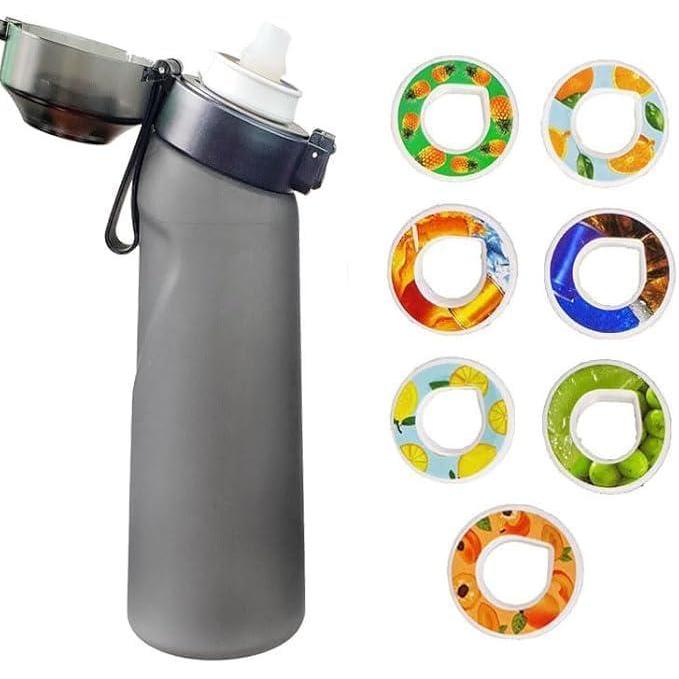 image:imageGourde de sport 650 ml pour lcole la gym et le fitness  Avec 7 dosettes aromatiques sans sucre et paille  Noire  Avec got  Convient galement pour les enfants Devenu progressivement violetNoir Mat