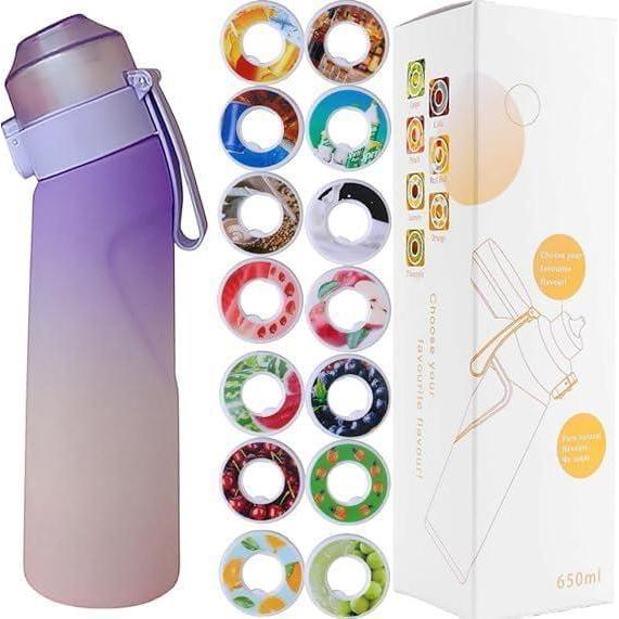 image:imageGourde de sport 650 ml pour lcole la gym et le fitness  Avec 7 dosettes aromatiques sans sucre et paille  Noire  Avec got  Convient galement pour les enfants Devenu progressivement violetDevenu Progressivement Violet