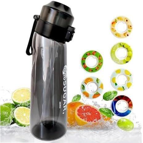 image:imageGourde de sport 650 ml pour lcole la gym et le fitness  Avec 7 dosettes aromatiques sans sucre et paille  Noire  Avec got  Convient galement pour les enfants Devenu progressivement violetNoir