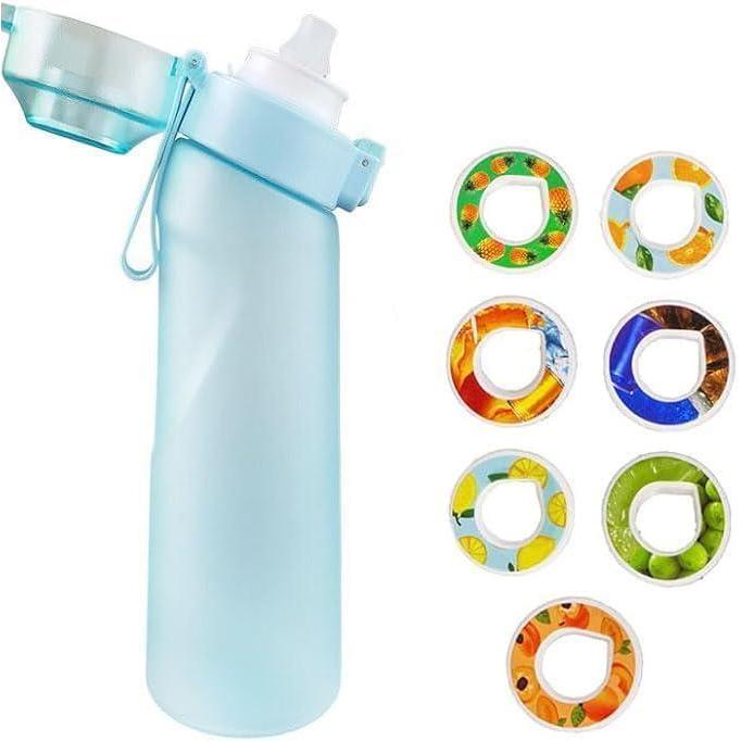 image:imageGourde de sport 650 ml pour lcole la gym et le fitness  Avec 7 dosettes aromatiques sans sucre et paille  Noire  Avec got  Convient galement pour les enfants Devenu progressivement violetBleu Mat