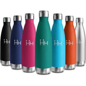 Bouteille Isotherme 500ml, Gourde Métal sans BPA, Bouteille d&rsquo;eau Inox Double Paroi Réutilisable, Bouteille Étanche, Gourde Sport Yoga Bureau École Randonnée Voyage Camping, pour Enfant ou Adulte(Vert Foncé)