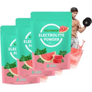 Poudre D&rsquo;électrolytes À La Pastèque, Complément Énergétique For Une Hydratation Rapide(3PC)