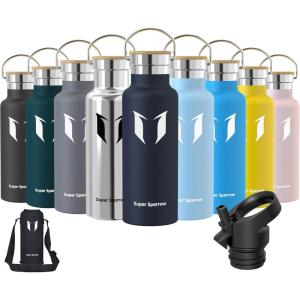 Super Sparrow Gourde Isotherme – Bouteille Isotherme – 350ml/500ml/ 620ml/750ml/1L – Étanche Sport Gourde INOX Bouche Standard – Gourde Enfant sans BPA- Pour Plein Air & Quotidien – Avec 2 Bouchons(Mer Bleue)