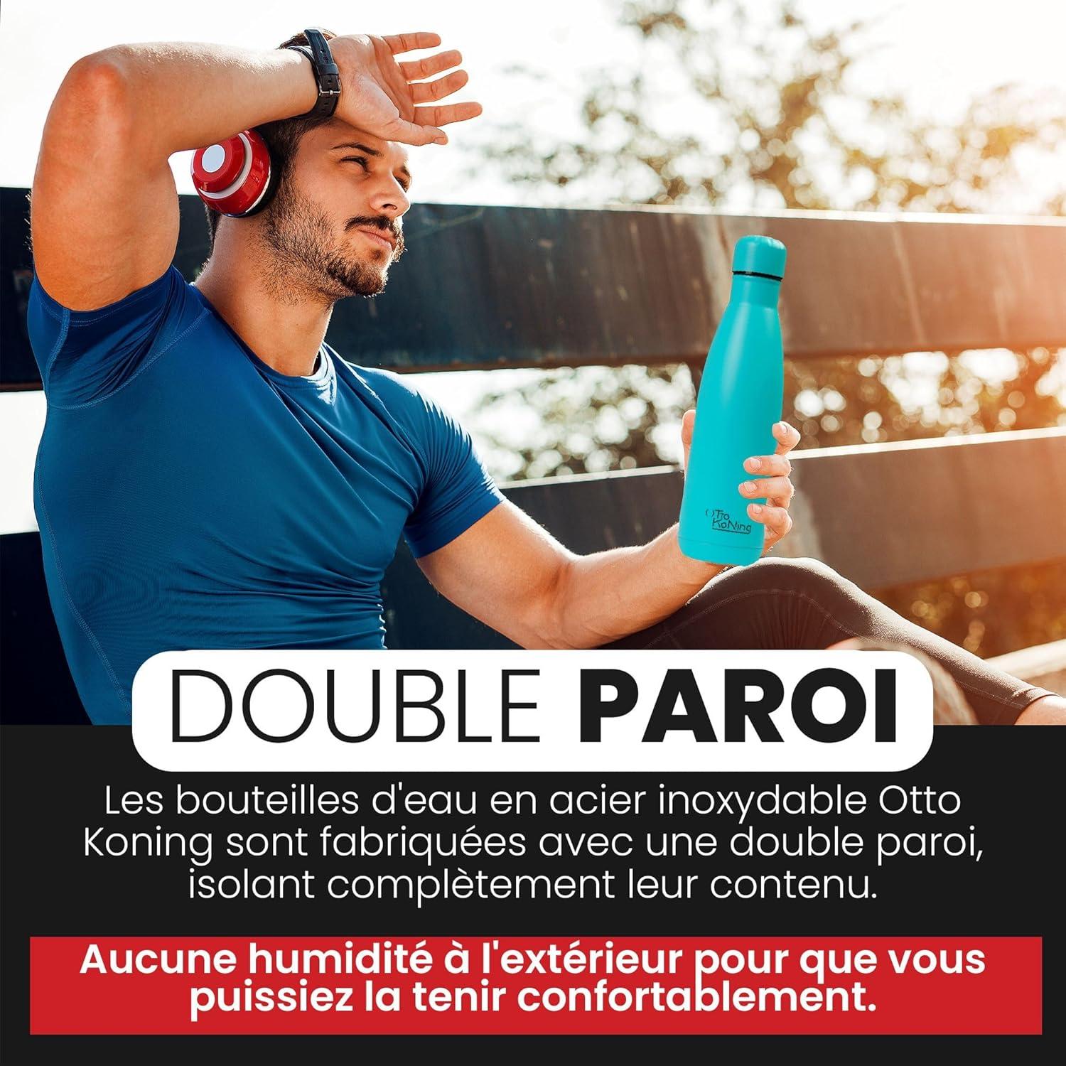 image:imageGourde Isotherme Otto Koning 1L Inox Bouteille Eau Sport Thermos Caf et Th Maintien Chaud 12h Froid 24h Design tanche Double Paroi Sans BPA pour Homme Femme BureauVert
