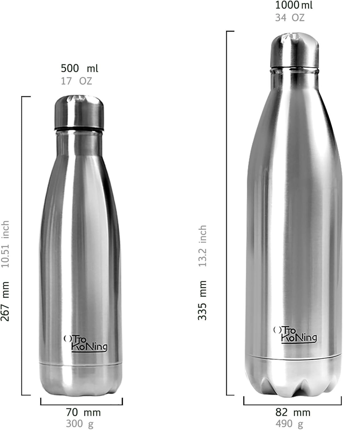 image:imageGourde Isotherme Otto Koning 1L Inox Bouteille Eau Sport Thermos Caf et Th Maintien Chaud 12h Froid 24h Design tanche Double Paroi Sans BPA pour Homme Femme BureauNoir