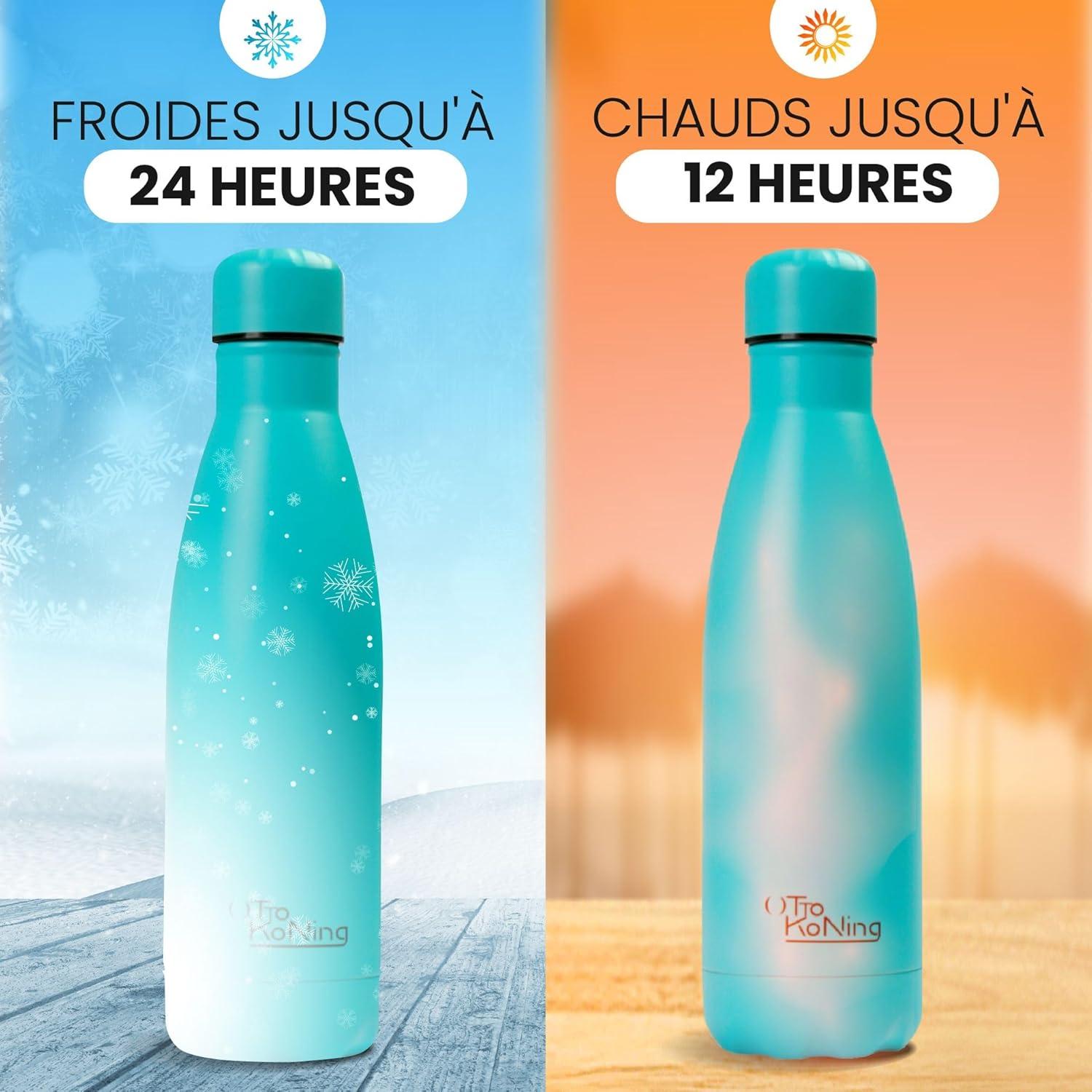 image:imageGourde Isotherme Otto Koning 1L Inox Bouteille Eau Sport Thermos Caf et Th Maintien Chaud 12h Froid 24h Design tanche Double Paroi Sans BPA pour Homme Femme BureauVert