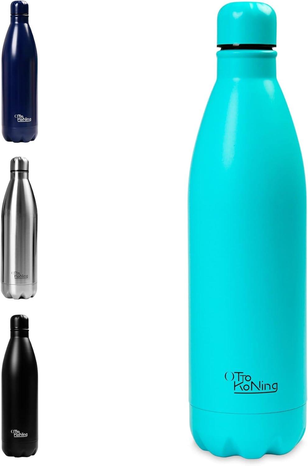 image:imageGourde Isotherme Otto Koning 1L Inox Bouteille Eau Sport Thermos Caf et Th Maintien Chaud 12h Froid 24h Design tanche Double Paroi Sans BPA pour Homme Femme BureauVert
