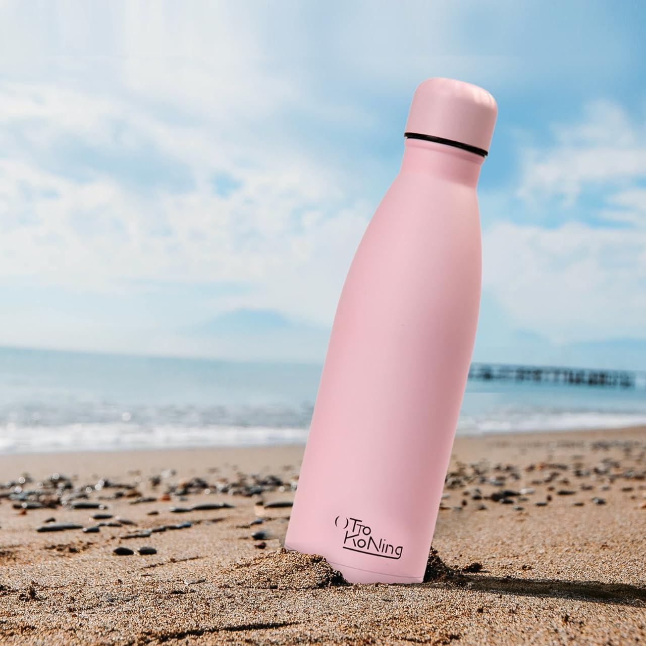 image:imageGourde Isotherme Otto Koning 1L Inox Bouteille Eau Sport Thermos Caf et Th Maintien Chaud 12h Froid 24h Design tanche Double Paroi Sans BPA pour Homme Femme BureauRose