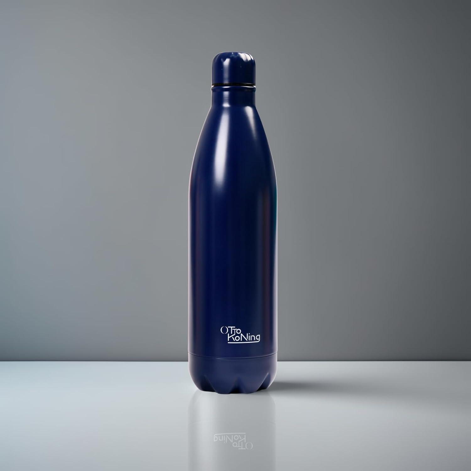 image:imageGourde Isotherme Otto Koning 1L Inox Bouteille Eau Sport Thermos Caf et Th Maintien Chaud 12h Froid 24h Design tanche Double Paroi Sans BPA pour Homme Femme BureauBleu Marine