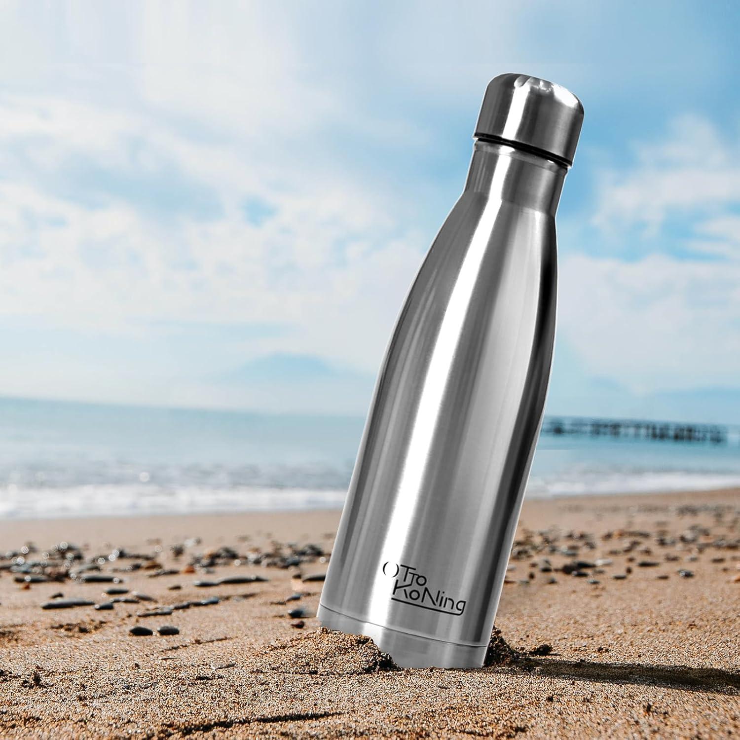 image:imageGourde Isotherme Otto Koning 1L Inox Bouteille Eau Sport Thermos Caf et Th Maintien Chaud 12h Froid 24h Design tanche Double Paroi Sans BPA pour Homme Femme BureauArgent