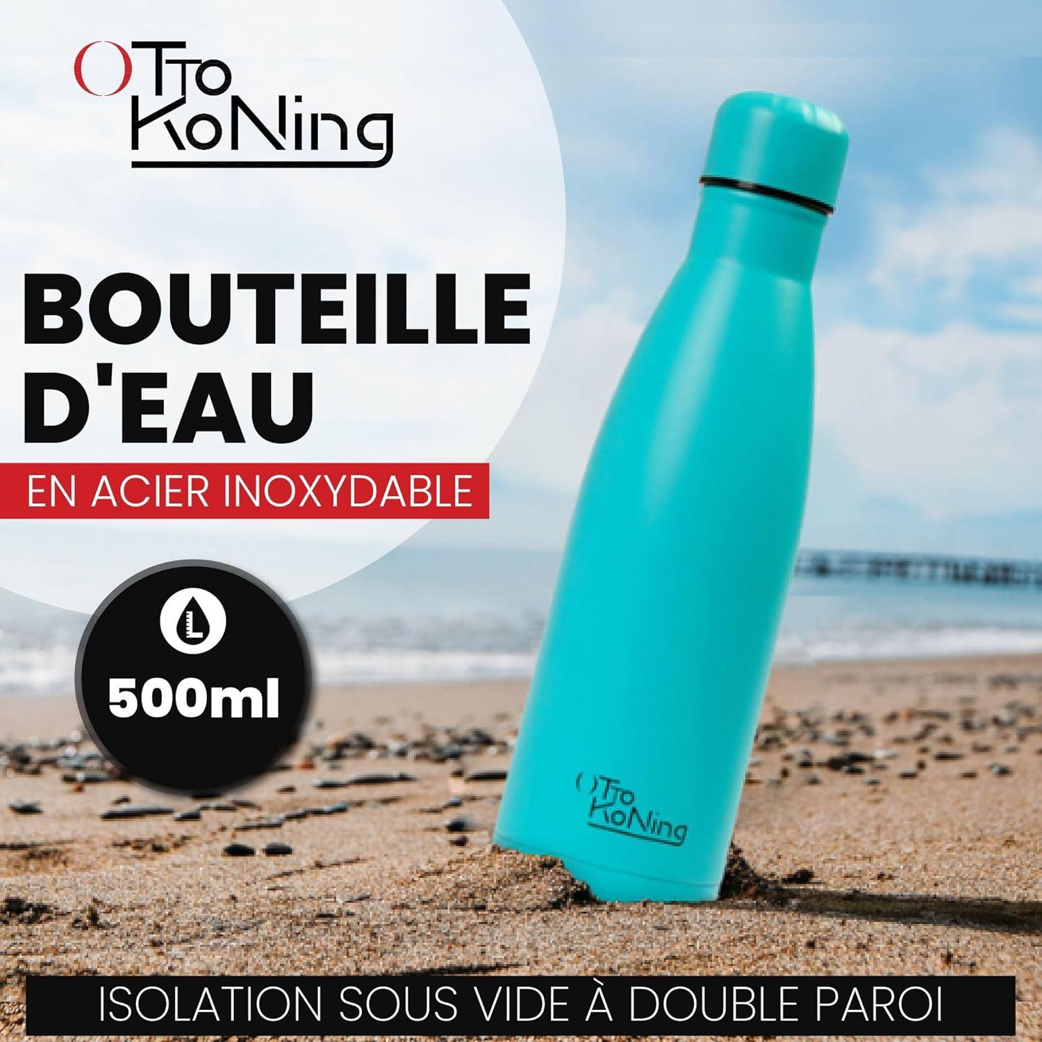 image:imageGourde Isotherme Otto Koning 1L Inox Bouteille Eau Sport Thermos Caf et Th Maintien Chaud 12h Froid 24h Design tanche Double Paroi Sans BPA pour Homme Femme BureauVert