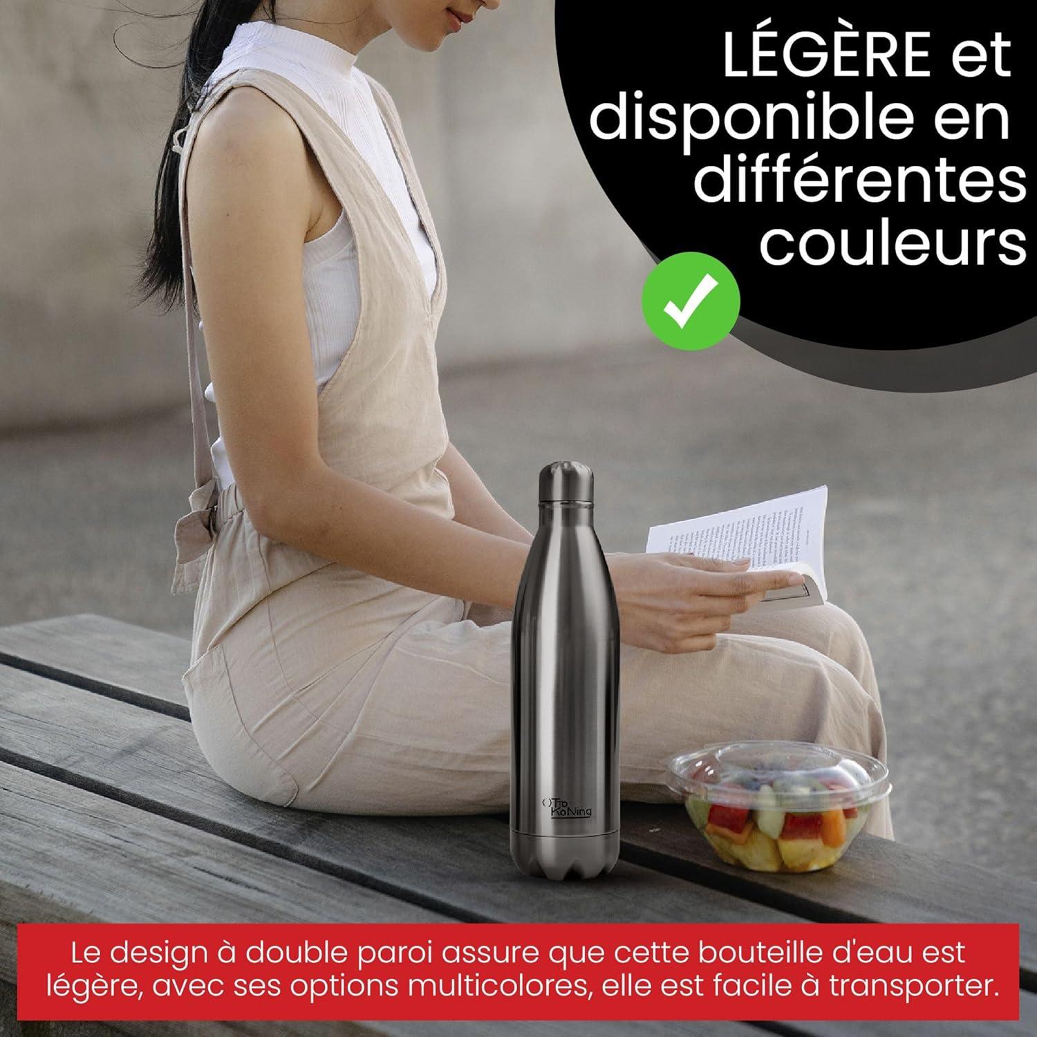 image:imageGourde Isotherme Otto Koning 1L Inox Bouteille Eau Sport Thermos Caf et Th Maintien Chaud 12h Froid 24h Design tanche Double Paroi Sans BPA pour Homme Femme BureauArgent