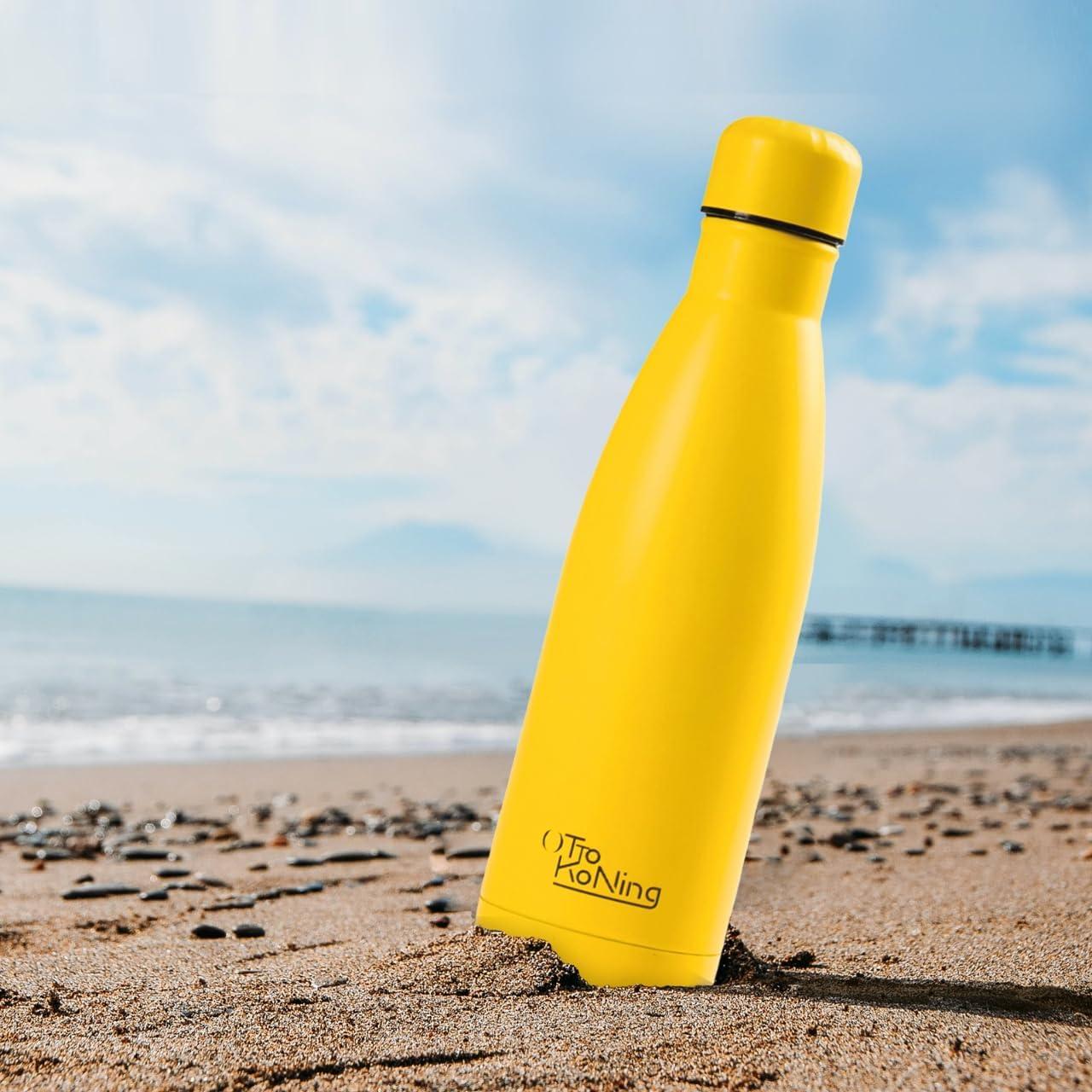 image:imageGourde Isotherme Otto Koning 1L Inox Bouteille Eau Sport Thermos Caf et Th Maintien Chaud 12h Froid 24h Design tanche Double Paroi Sans BPA pour Homme Femme BureauJaune