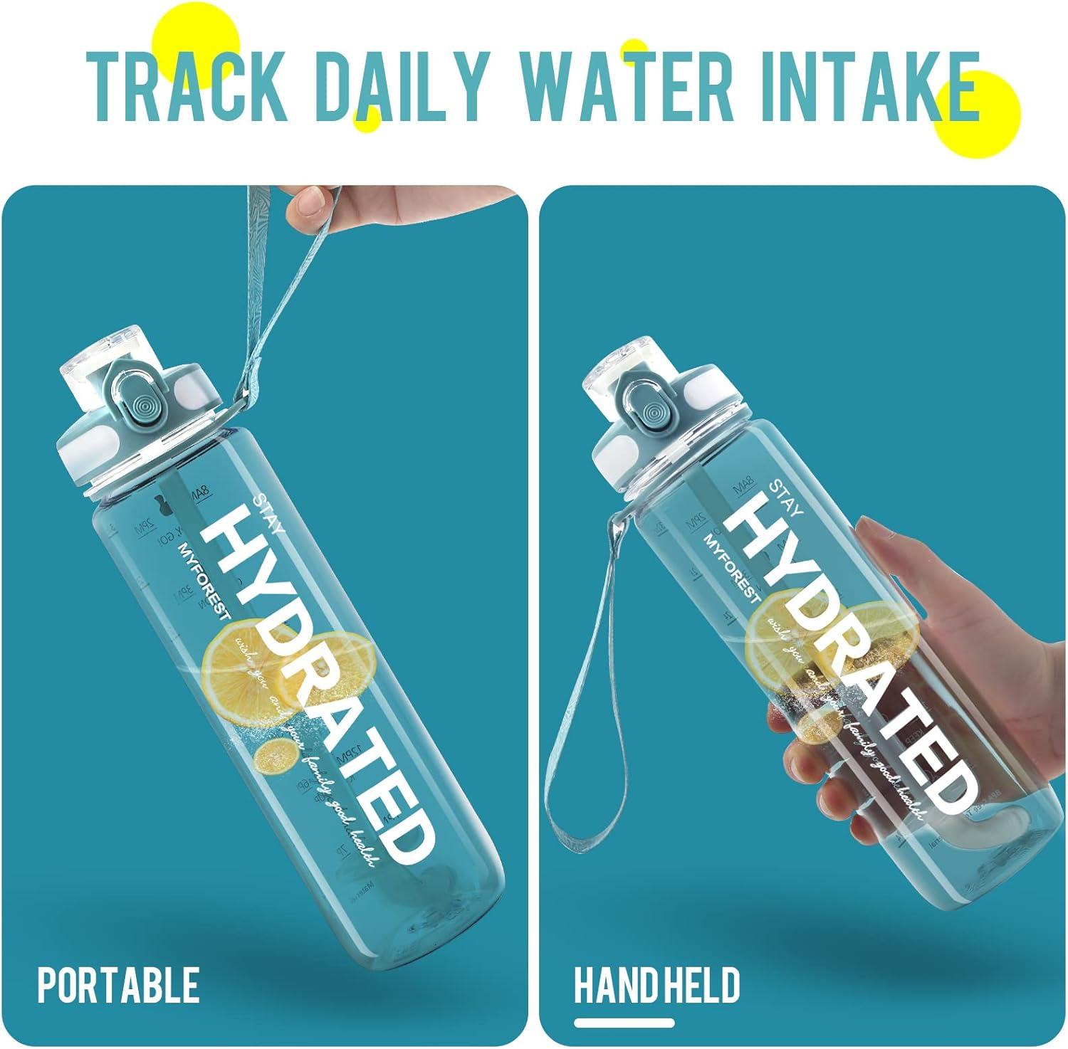 image:imageMYFOREST bouteille deau grand bec pour une gorgepaille amovible pour siroter Marqueur de temps antirayures pour une hydratation motivationnelle rsistant aux chutessans BPA1l Transparent2