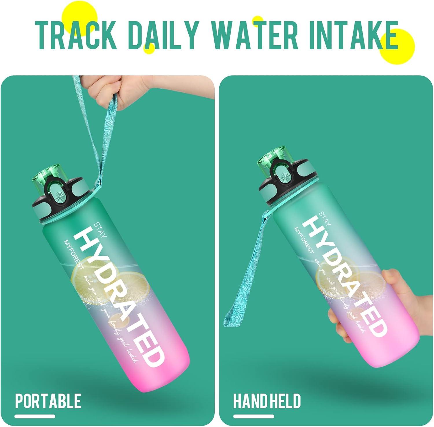image:imageMYFOREST bouteille deau grand bec pour une gorgepaille amovible pour siroter Marqueur de temps antirayures pour une hydratation motivationnelle rsistant aux chutessans BPA1l Vertrose2