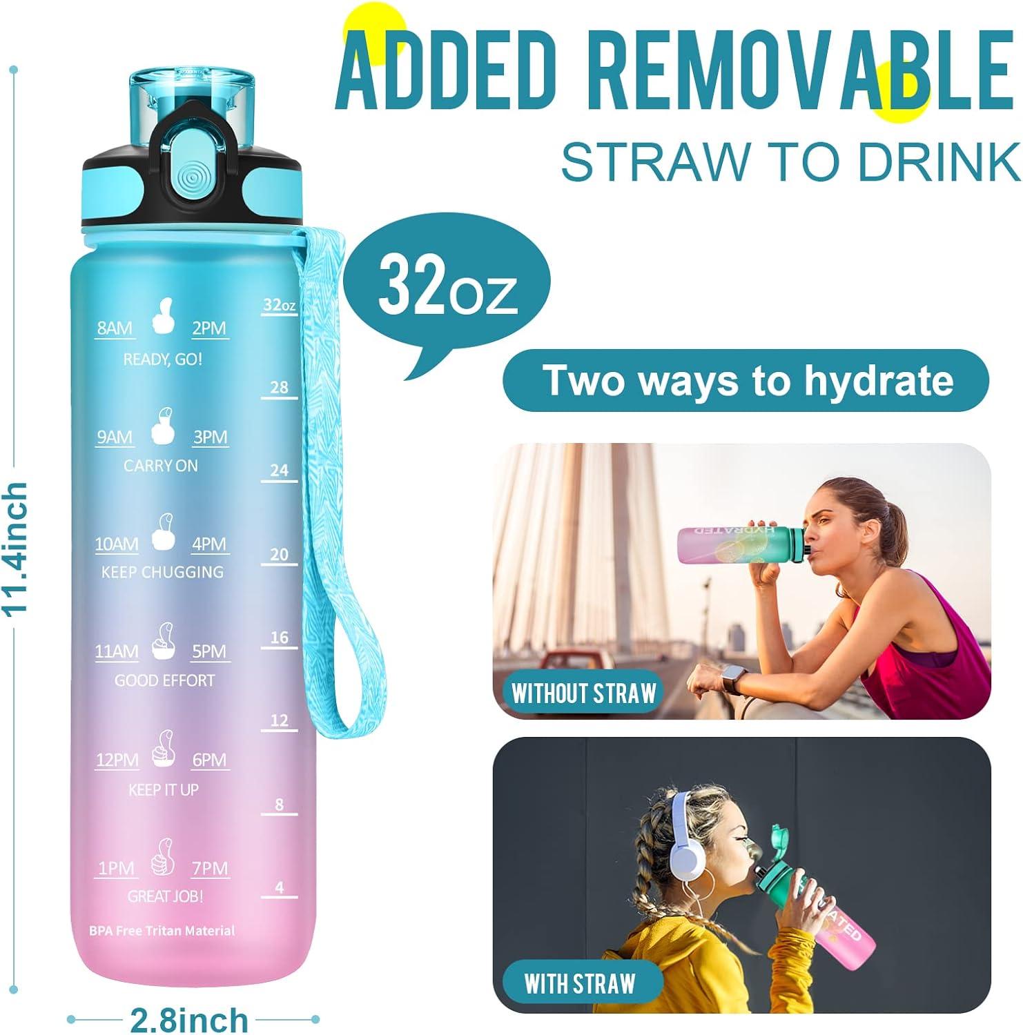 image:imageMYFOREST bouteille deau grand bec pour une gorgepaille amovible pour siroter Marqueur de temps antirayures pour une hydratation motivationnelle rsistant aux chutessans BPA1l Cyanrose