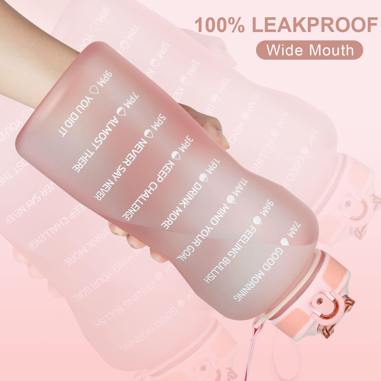 image:imageMYFOREST bouteille deau grand bec pour une gorgepaille amovible pour siroter Marqueur de temps antirayures pour une hydratation motivationnelle rsistant aux chutessans BPA2 2l Rose Givr2