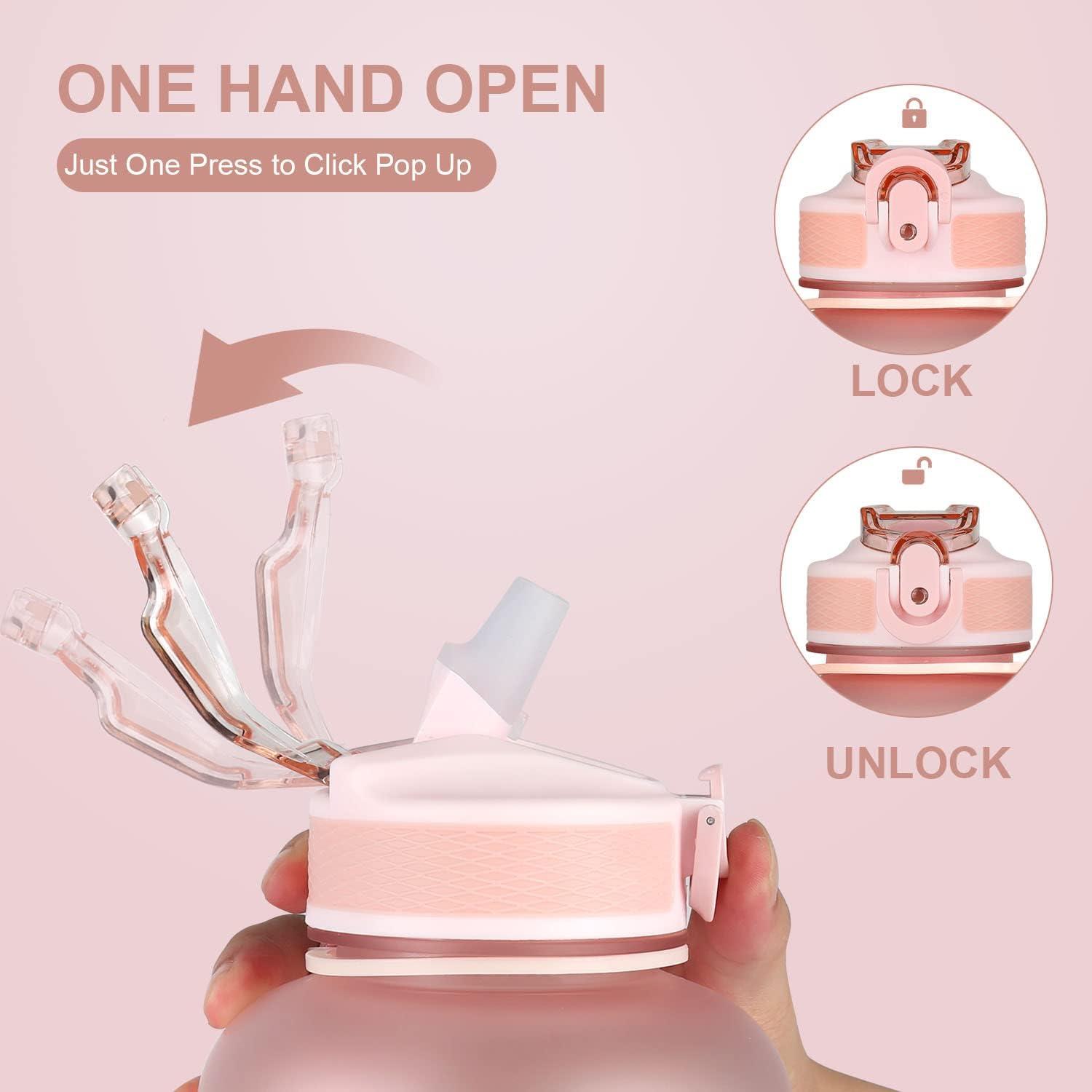 image:imageMYFOREST bouteille deau grand bec pour une gorgepaille amovible pour siroter Marqueur de temps antirayures pour une hydratation motivationnelle rsistant aux chutessans BPA2 2l Rose Givr2