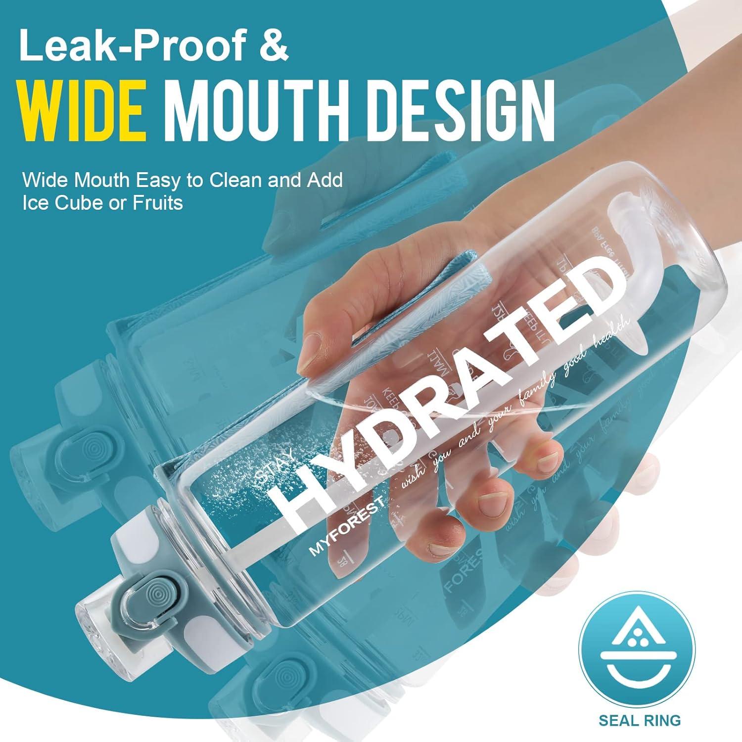 image:imageMYFOREST bouteille deau grand bec pour une gorgepaille amovible pour siroter Marqueur de temps antirayures pour une hydratation motivationnelle rsistant aux chutessans BPA1l Transparent2