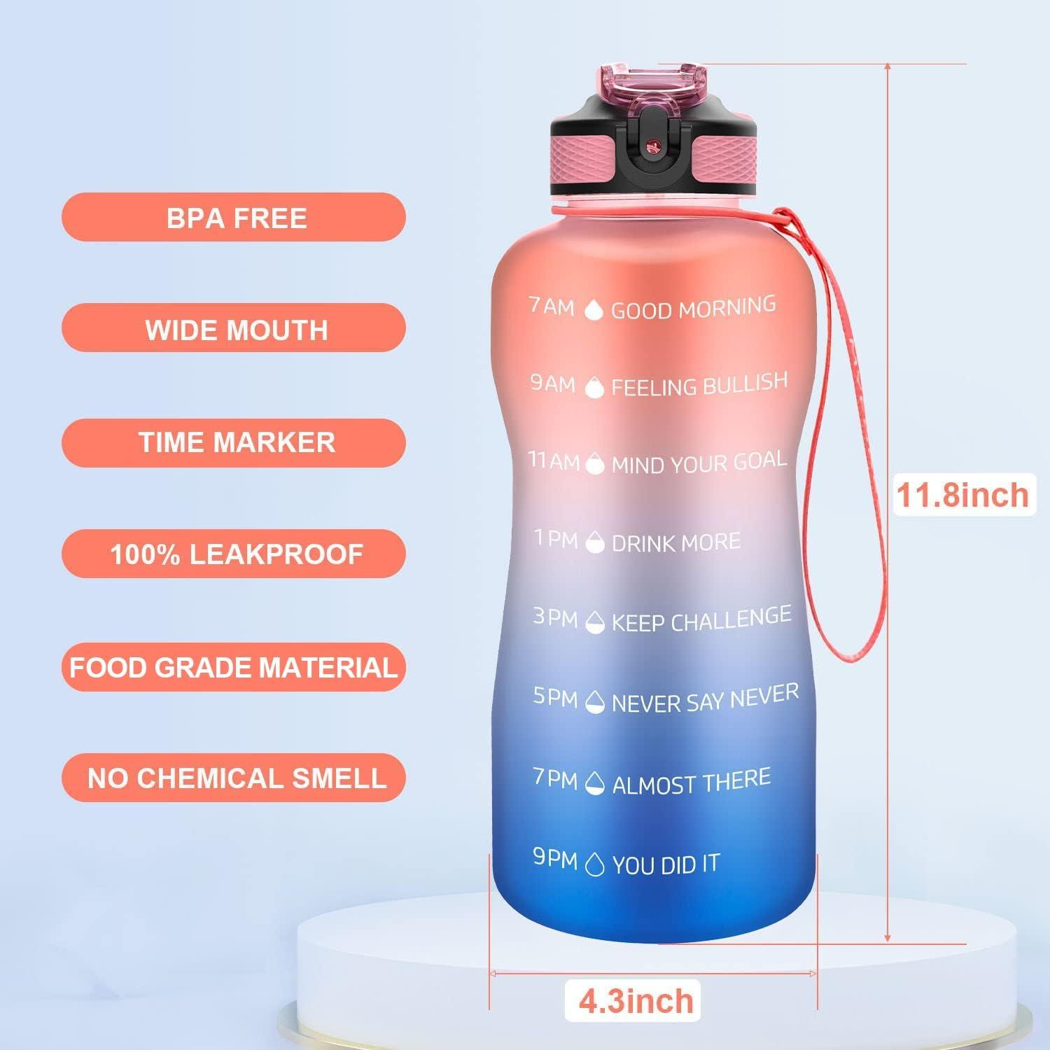 image:imageMYFOREST bouteille deau grand bec pour une gorgepaille amovible pour siroter Marqueur de temps antirayures pour une hydratation motivationnelle rsistant aux chutessans BPABleu rose