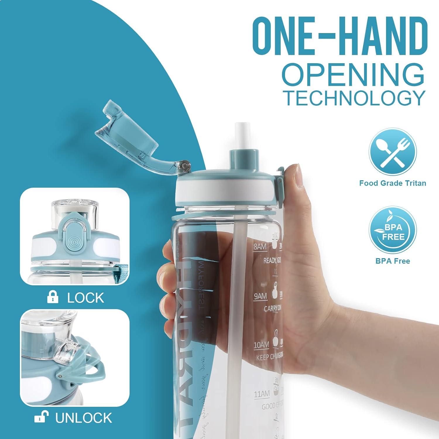 image:imageMYFOREST bouteille deau grand bec pour une gorgepaille amovible pour siroter Marqueur de temps antirayures pour une hydratation motivationnelle rsistant aux chutessans BPA1l Transparent2