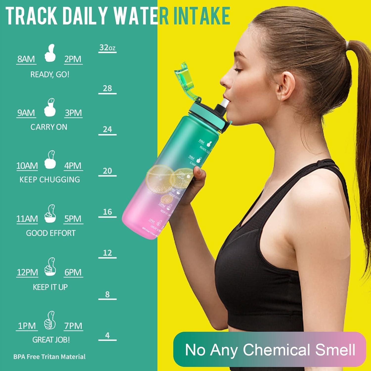 image:imageMYFOREST bouteille deau grand bec pour une gorgepaille amovible pour siroter Marqueur de temps antirayures pour une hydratation motivationnelle rsistant aux chutessans BPA1l Vertrose2