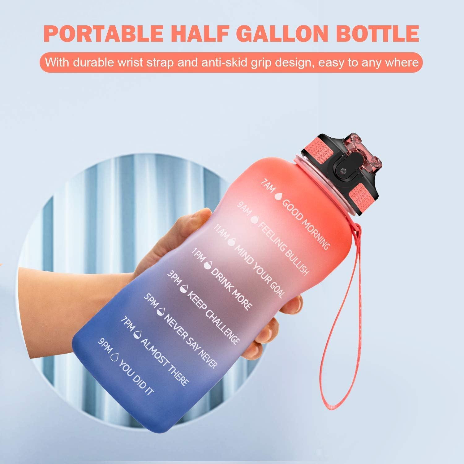 image:imageMYFOREST bouteille deau grand bec pour une gorgepaille amovible pour siroter Marqueur de temps antirayures pour une hydratation motivationnelle rsistant aux chutessans BPABleu rose
