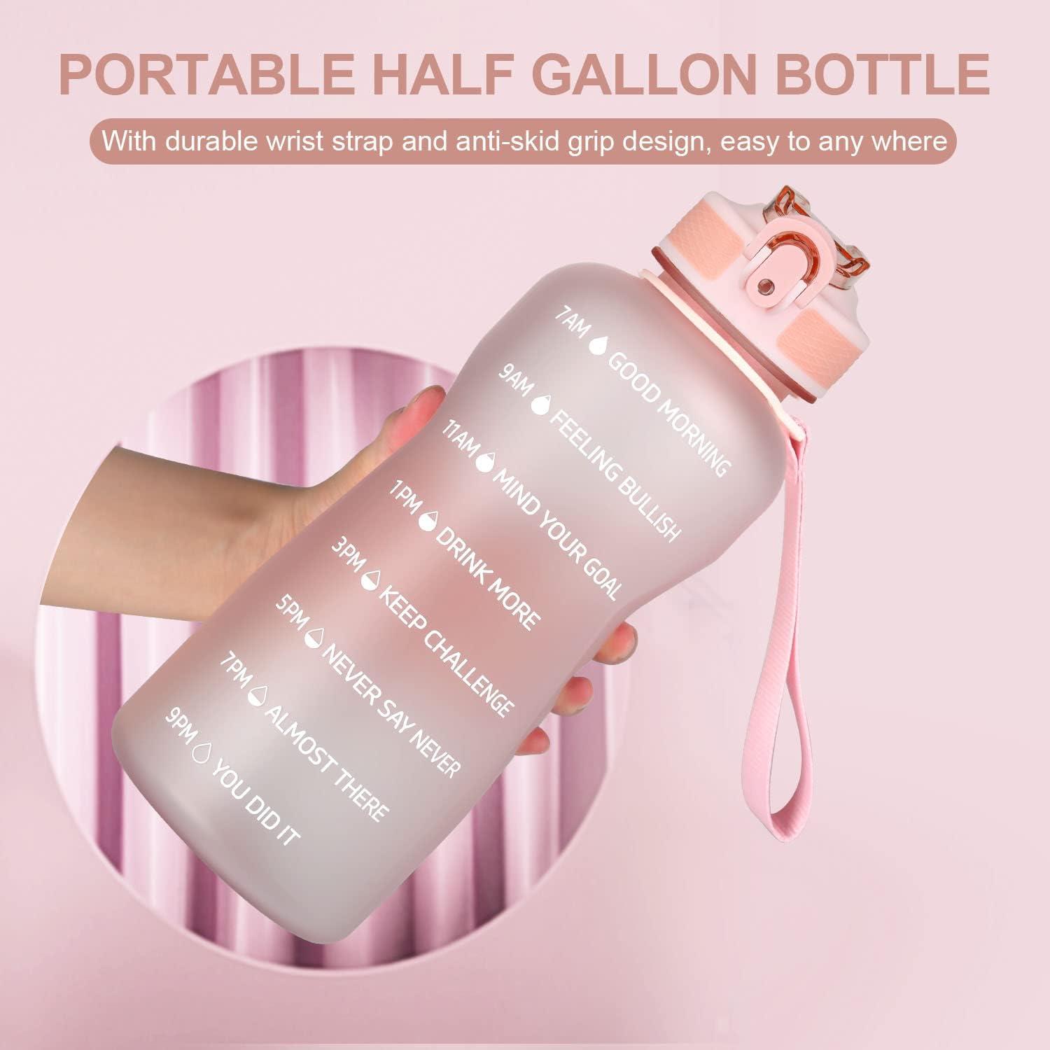 image:imageMYFOREST bouteille deau grand bec pour une gorgepaille amovible pour siroter Marqueur de temps antirayures pour une hydratation motivationnelle rsistant aux chutessans BPA2 2l Rose Givr2
