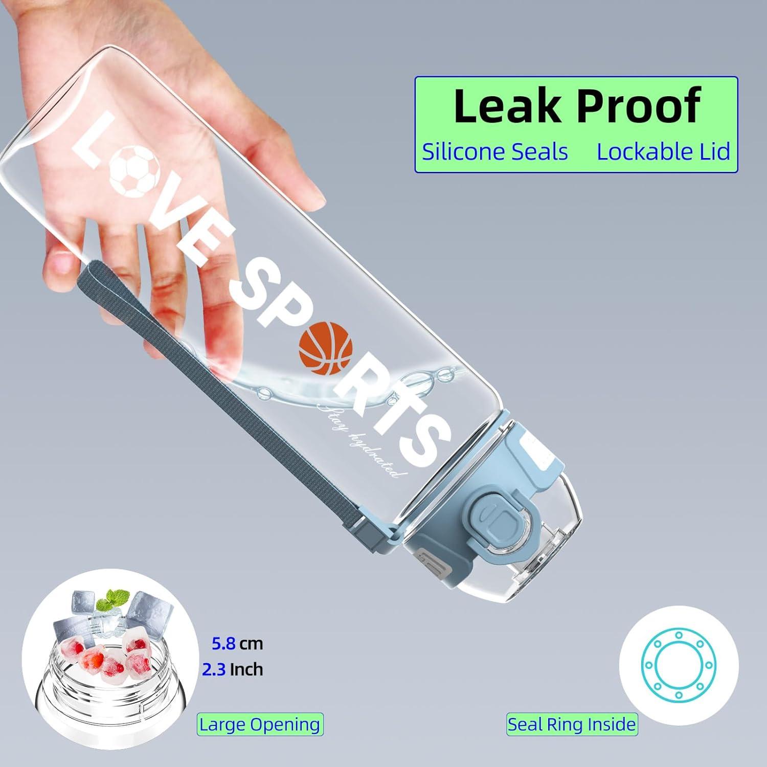 image:imageMYFOREST bouteille deau grand bec pour une gorgepaille amovible pour siroter Marqueur de temps antirayures pour une hydratation motivationnelle rsistant aux chutessans BPA1l Transparent Blanc