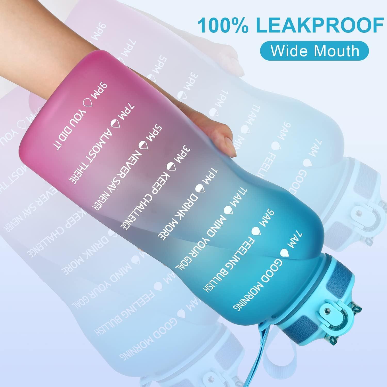 image:imageMYFOREST bouteille deau grand bec pour une gorgepaille amovible pour siroter Marqueur de temps antirayures pour une hydratation motivationnelle rsistant aux chutessans BPA2 2l Cyanpourpre2