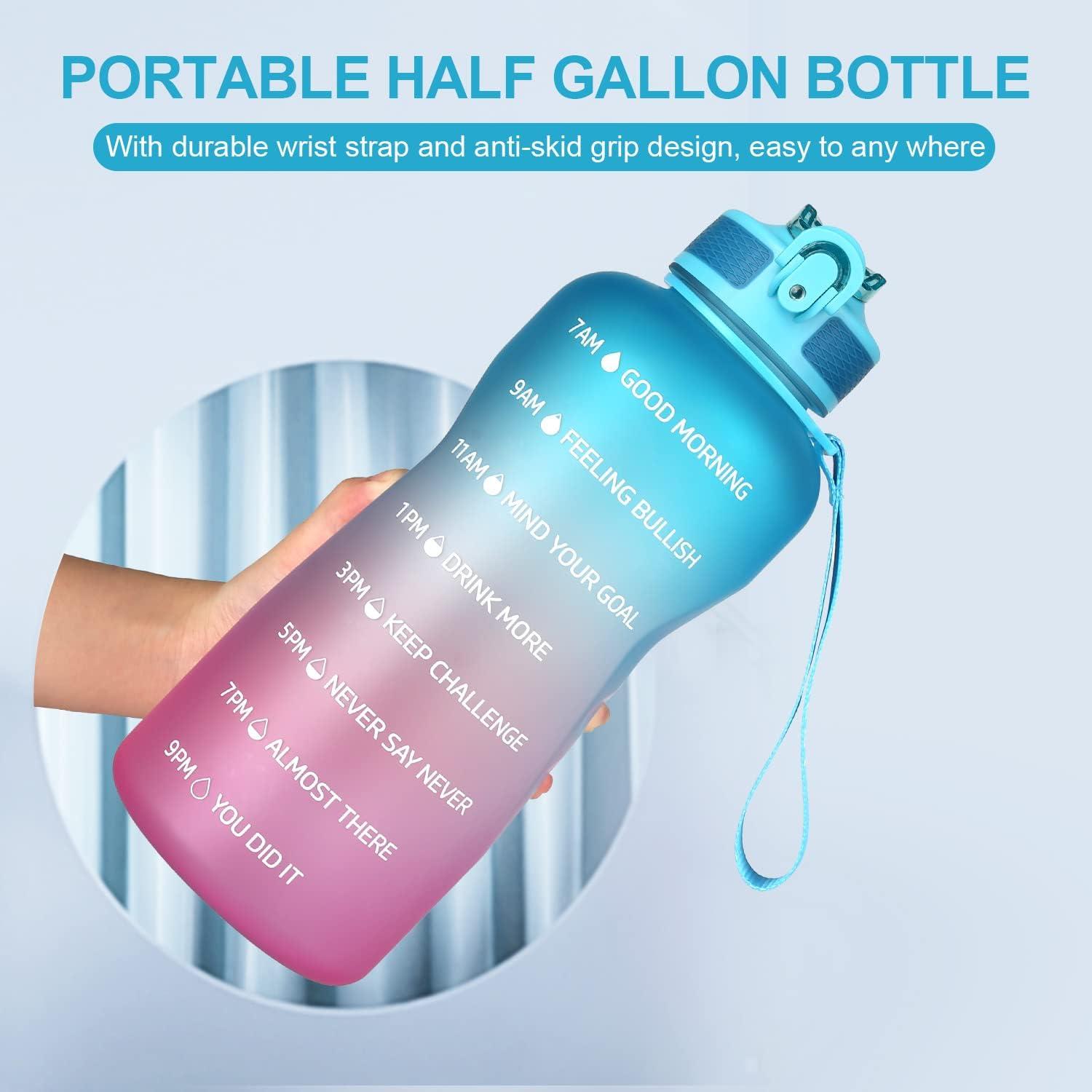 image:imageMYFOREST bouteille deau grand bec pour une gorgepaille amovible pour siroter Marqueur de temps antirayures pour une hydratation motivationnelle rsistant aux chutessans BPA2 2l Cyanpourpre2