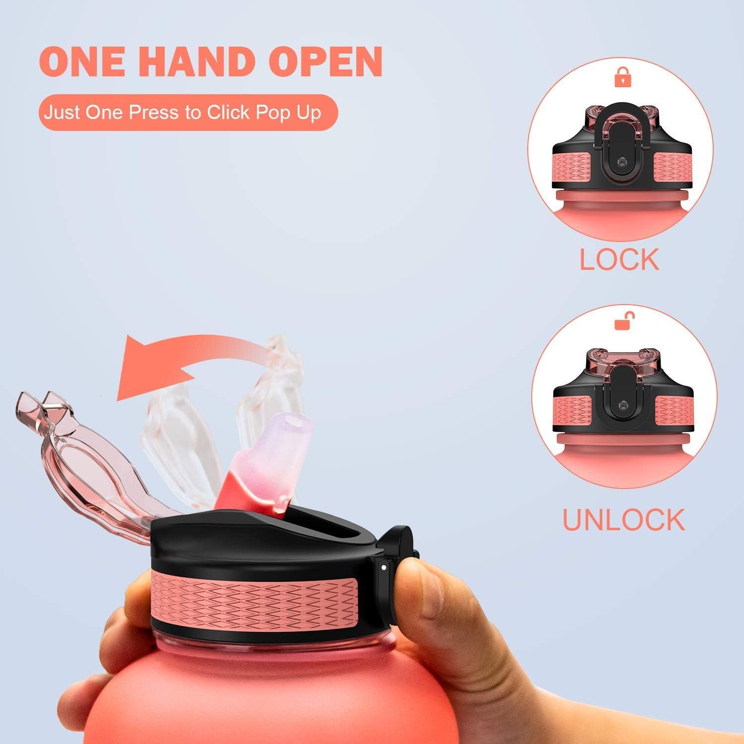 image:imageMYFOREST bouteille deau grand bec pour une gorgepaille amovible pour siroter Marqueur de temps antirayures pour une hydratation motivationnelle rsistant aux chutessans BPABleu rose